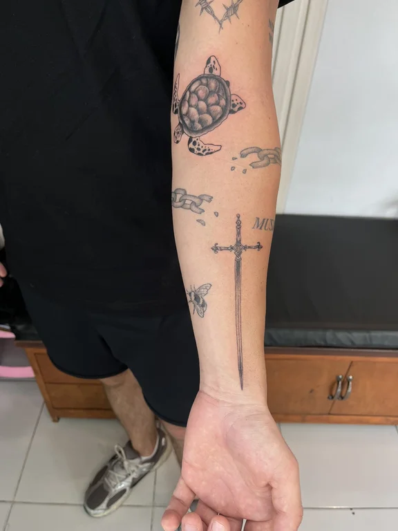 religious new school snake linework cloud spiritual soft shading black grey tattoo Canggu Bali