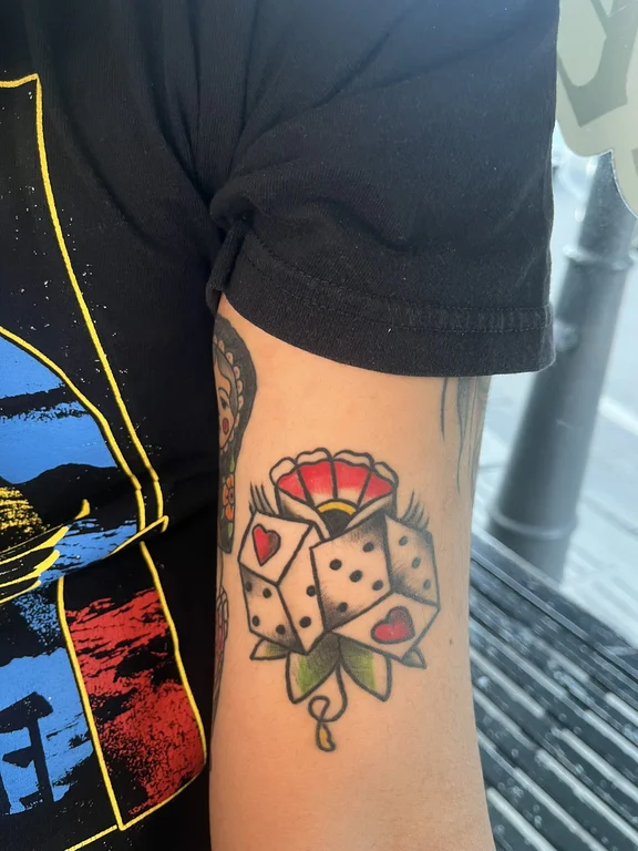 symbol new school rose colorful cloud lotus fire sun tattoo Canggu Bali