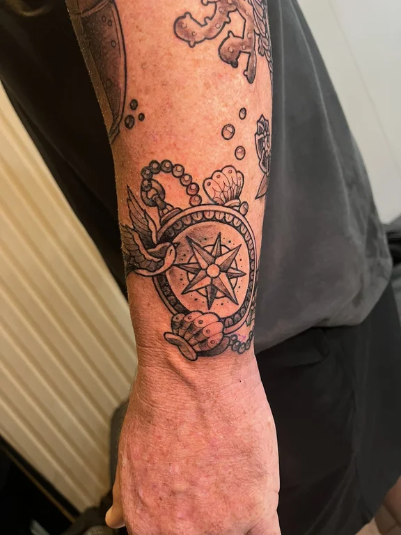 symbol new school snake dotwork cloud linework black grey mystical tattoo Canggu Bali