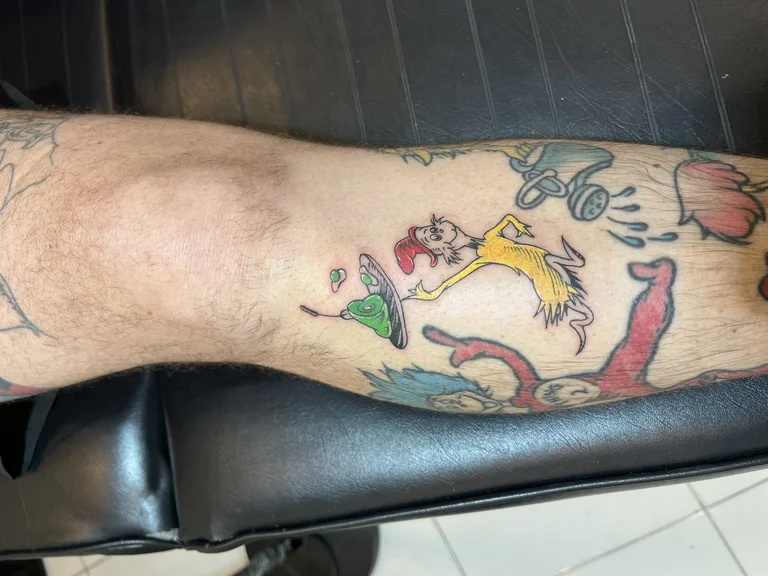 mythology old school deity colorful cloud man phoenix demon tattoo Canggu Bali