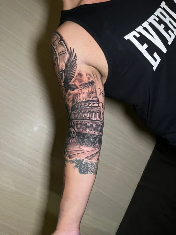 abstract realism man heavy shading elegant linework black grey soft shading tattoo Canggu Bali