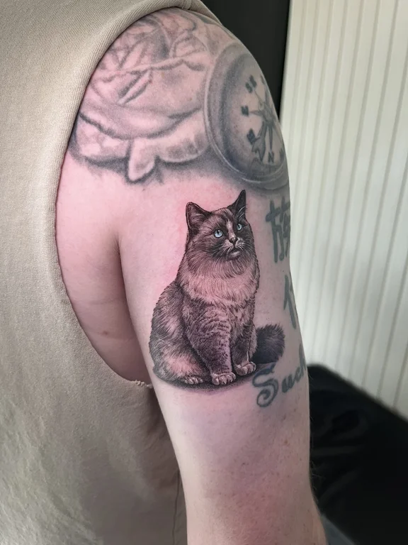 animal realism woman soft shading moon black grey dotwork heavy shading tattoo Canggu Bali