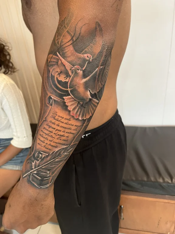mythology realism deity heavy shading spiritual black grey soft shading linework tattoo Canggu Bali