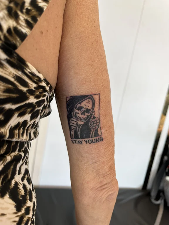 portrait realism skull black grey horror woman heavy shading man tattoo Canggu Bali
