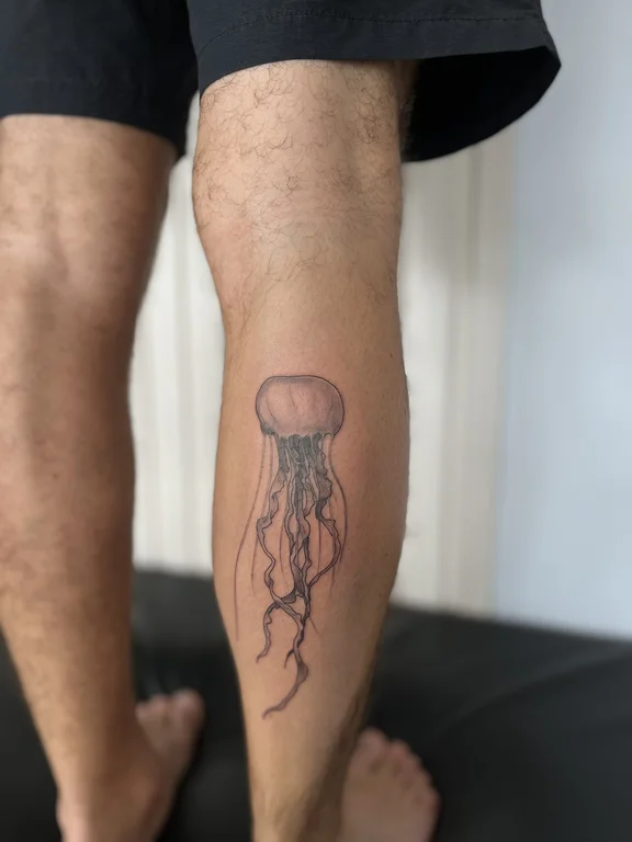 nature surreal man soft shading mystical fine line linework heavy shading tattoo Canggu Bali