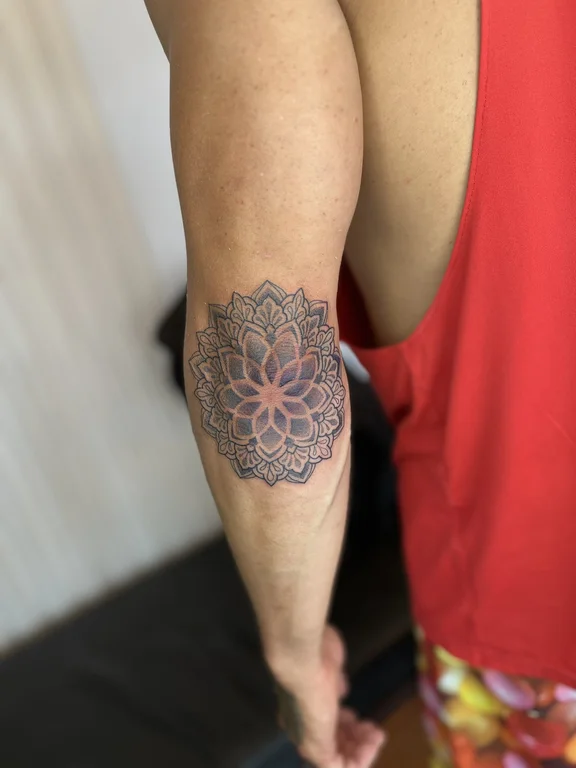 mandala traditional lotus dotwork spiritual sacred geometry balinese pattern soft shading tattoo Canggu Bali
