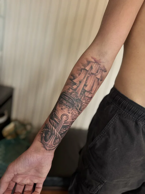 religious traditional deity heavy shading spiritual linework black grey soft shading tattoo Canggu Bali