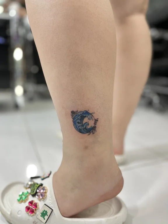 abstract watercolor koi colorful moon wave fire cloud tattoo Canggu Bali