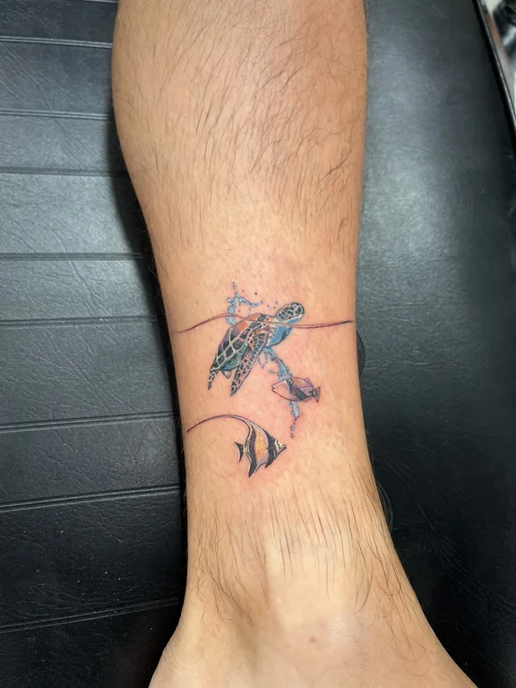 animal watercolor koi colorful elegant soft shading fine line dotwork tattoo Canggu Bali