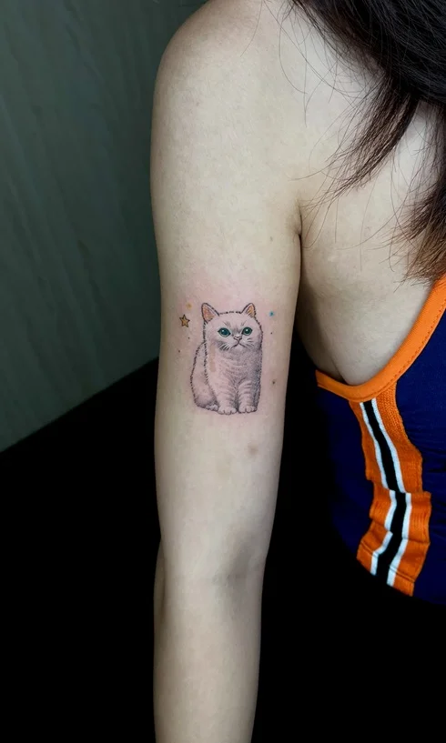 woman hand cat cute animal pet colorful tattoo canggu bali