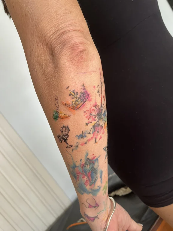 floral watercolor koi colorful flower elegant mystical soft shading tattoo Canggu Bali