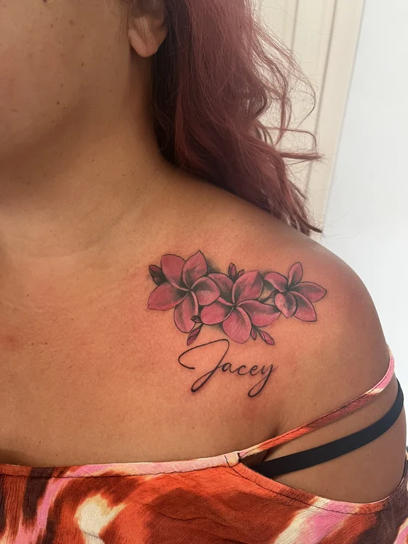 floral fine line peony soft shading elegant linework black grey dotwork tattoo Canggu Bali