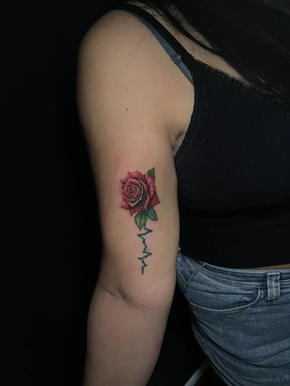 floral watercolor rose colorful elegant fine line soft shading minimal tattoo Canggu Bali
