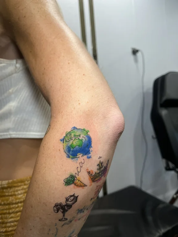 nature watercolor woman colorful moon cloud sun soft shading tattoo Canggu Bali